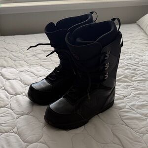 Evol Black Snowboard Boots with Red Accents, worn once
